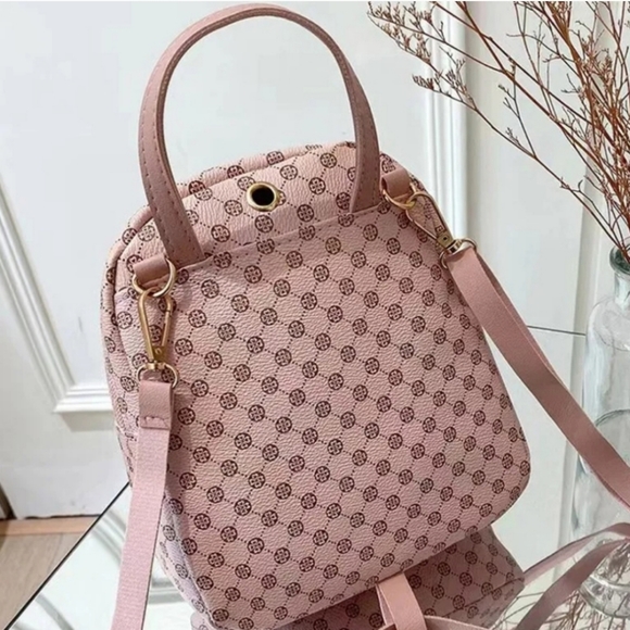 Barbiecore Pink Women’s Cute Backpack With Adjustable Strap Polka Dot Style NWT - Picture 7 of 8